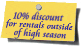 10 per cent discount for rentals outside of high season